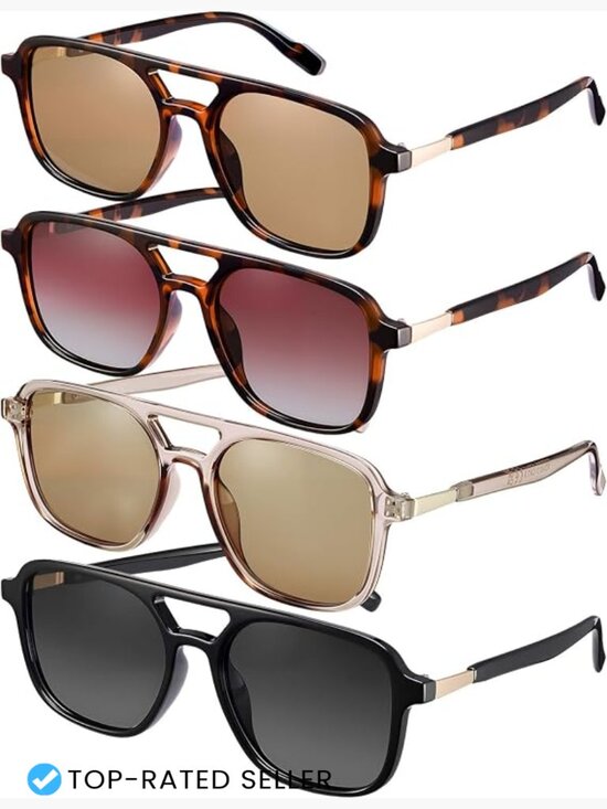 Retro Aviator Sunglasses Vintage 70s Rectangle Polarized Trendy Classic Unisex main image 5